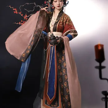 2023 Лето Вэй Цзинь Отреставрированное вышитое платье Ханьфу Традиционный китайский стиль Улучшенные рукава шали Платье Ханьфу