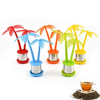 Креативный заварочный чай кокосового дерева Ситечко из нержавеющей стали Чайная посуда Силиконовый фильтр для чайных листьев Сито для специй Кухонные аксессуары