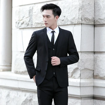 Новая деловая мода (костюм + жилет + брюки) Британский джентльмен тренд красивая вечеринка Корейская версия облегающая тройка st