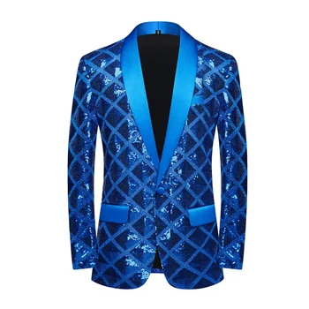Новый мужской трехмерный квадратный пиджак с пайетками, повседневный, простой танцевальный костюм, тренд, персонализированный модный костюмный пиджак