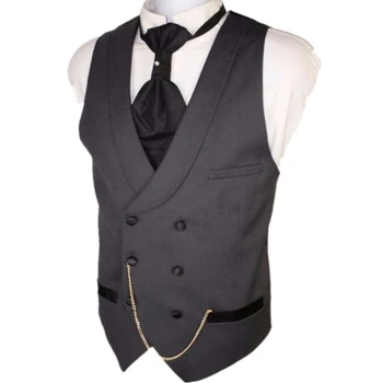 Темно-серый формальный жилет для свадебного смокинга с двубортным цельным мужским костюмом жилет шаль лацкан модное пальто